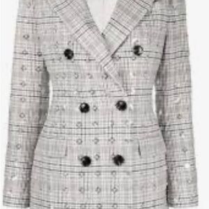 Self-Portrait Black and White Plaid Blazer